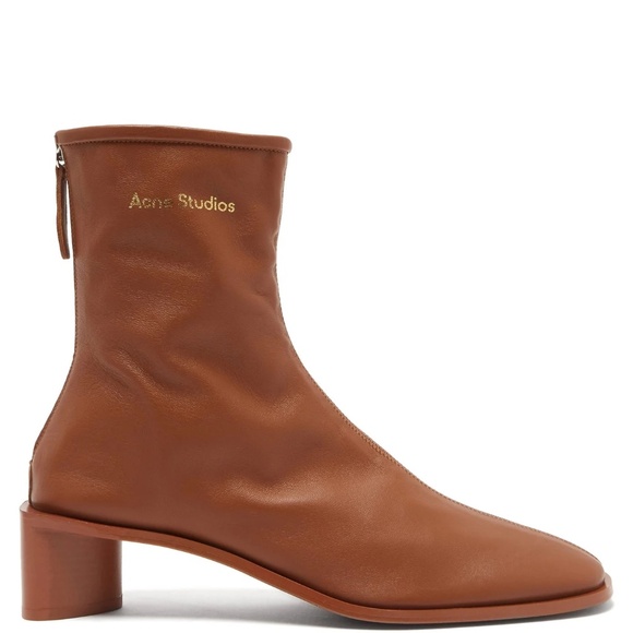 Acne Studios Bertine Brown Boots Square Toe Ankle Women's 38 7.5 8 - Picture 1 of 15